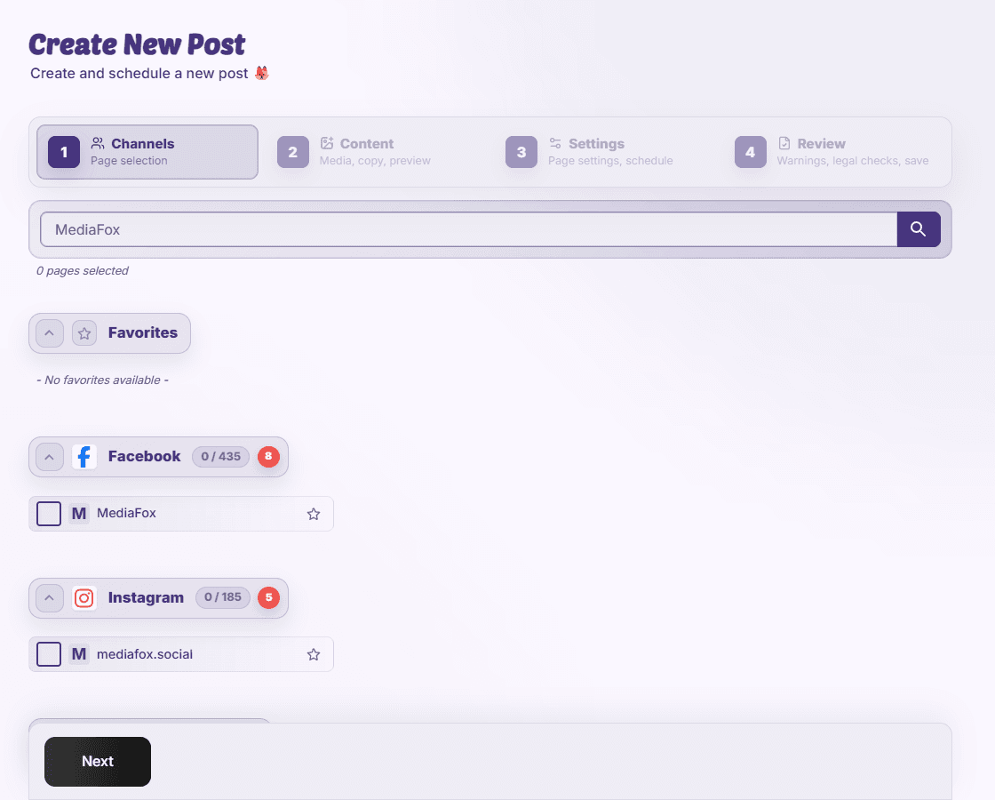 MediaFox Post Planner for composing and scheduling a post